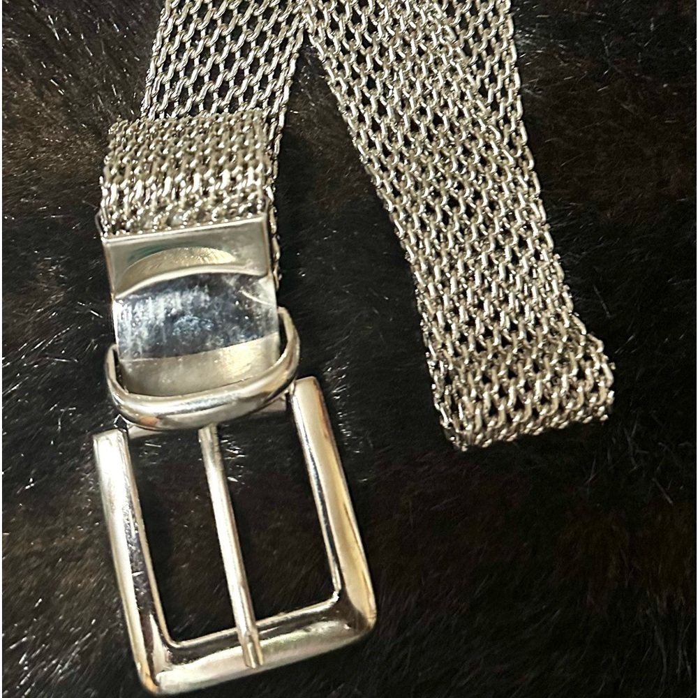 Womens Silver Metal Mesh Chain Belt, Size Small, 1” Wide